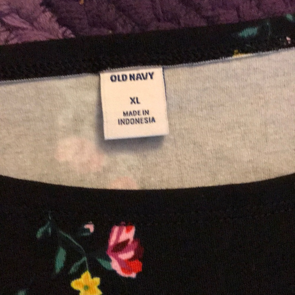 Old Navy Black Dress w/ flowers - Picture 4 of 6